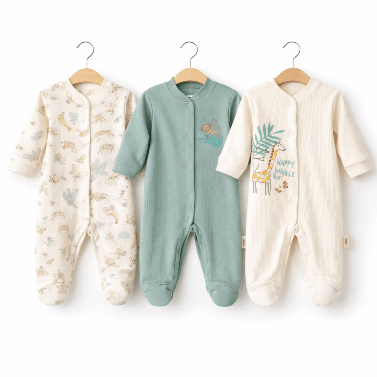 Fitili Kumaş Üçlü Erkek Bebek Tulumu