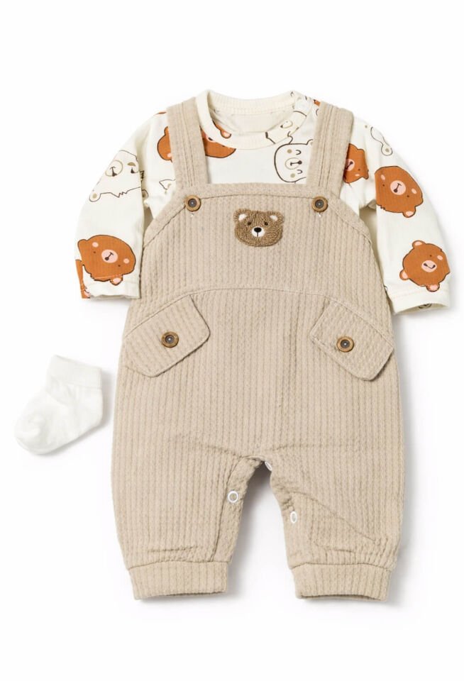 Ayıcık Detaylı Salopet İkili Takım