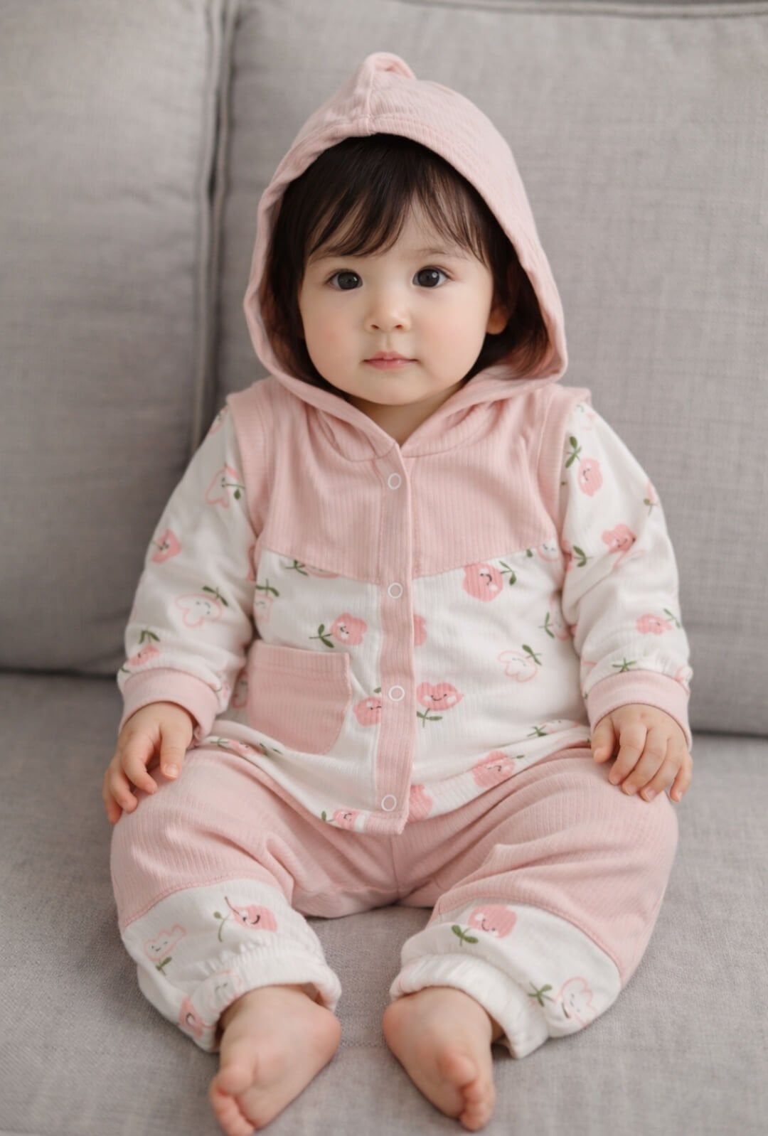 Kapüşonlu 3'lü Bebek Takımı