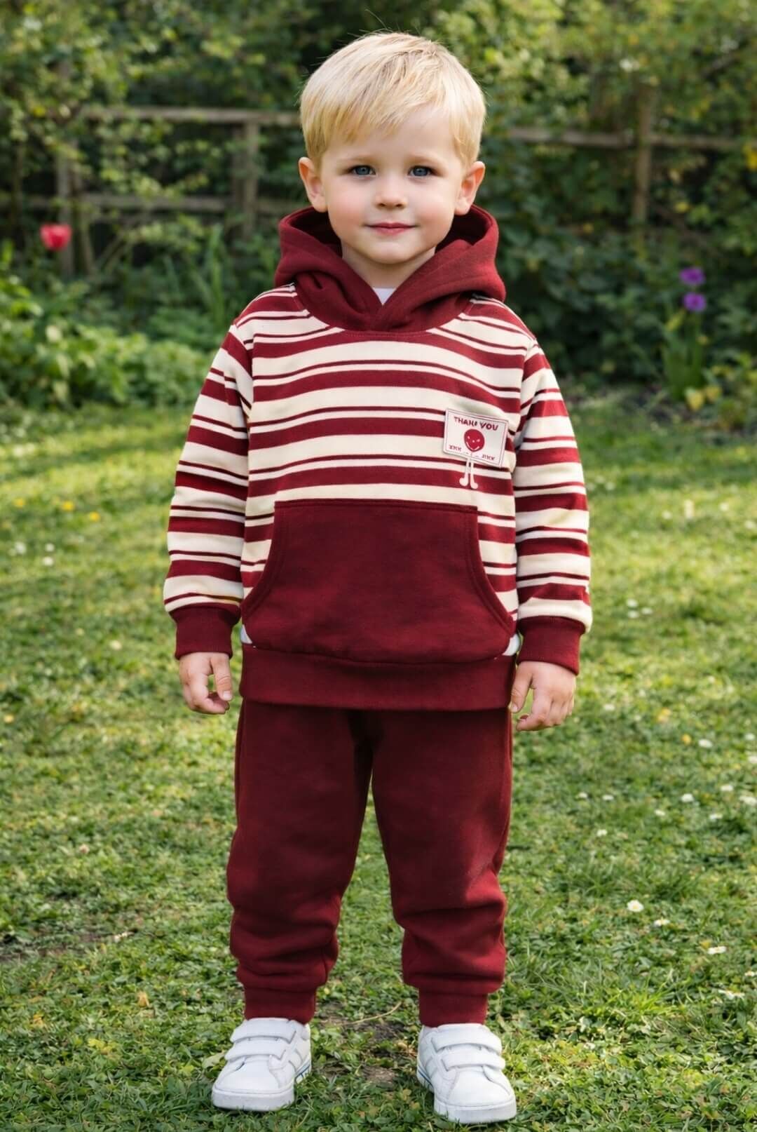 Çizgili Kapüşonlu Erkek Çocuk Takımı