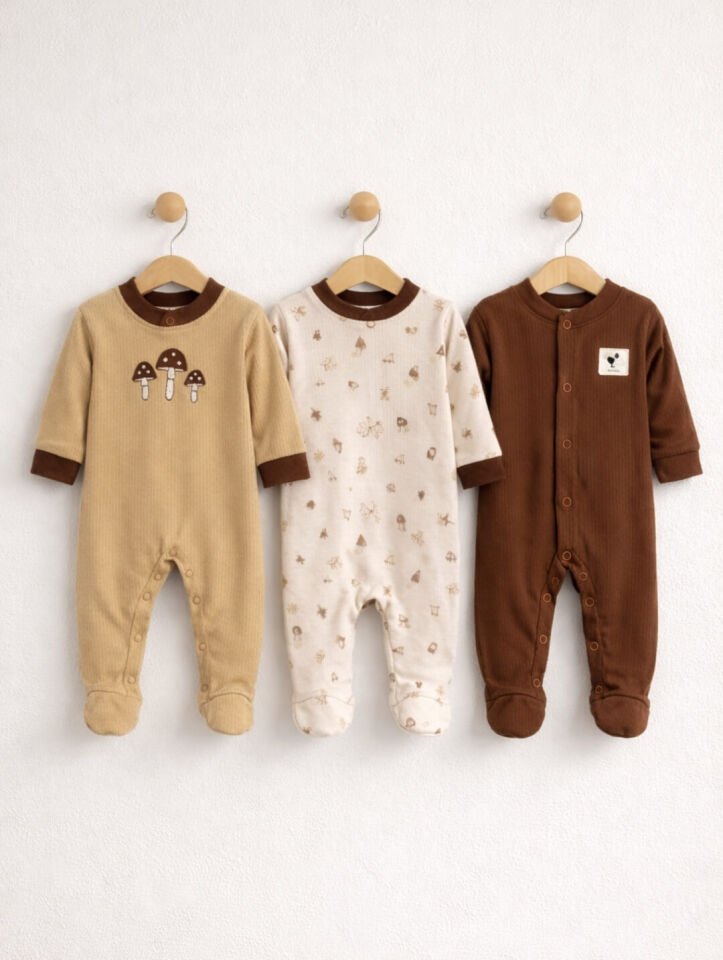 Üçlü Bebek Tulumu Mantar