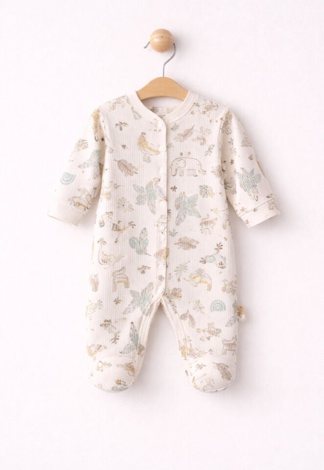 Üçlü Pamuklu Fitili Bebek Tulumu