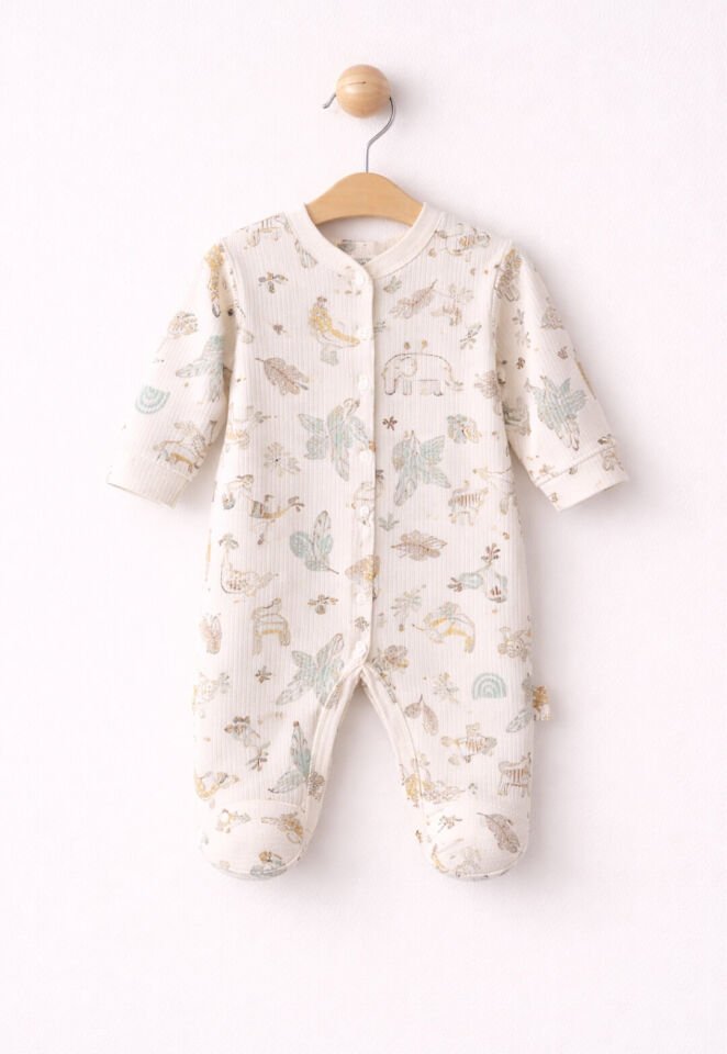 Üçlü Pamuklu Fitili Bebek Tulumu