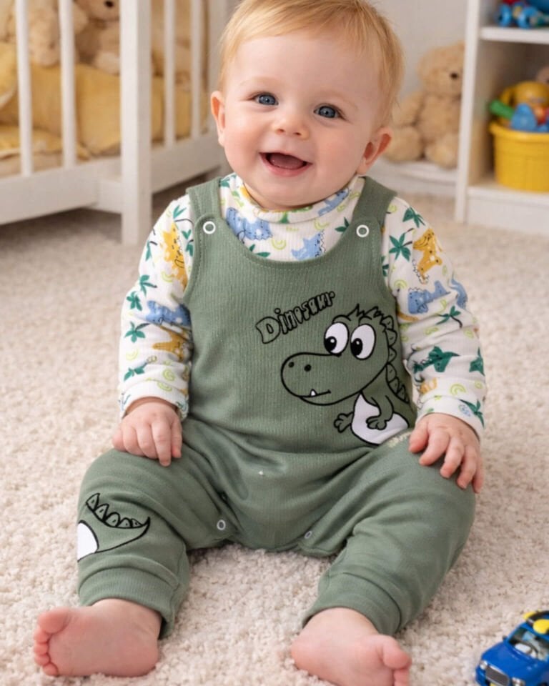 Pamuk Fitili Erkek Bebek Tulum Takımı