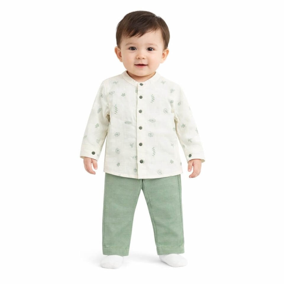 Desenli Erkek Bebek Gömlek Pantolon Takımı