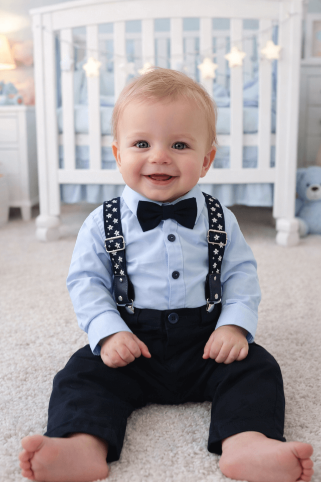 Erkek Bebek Askılı Papyonlu Takım -Şık ve Rahat Tasarım