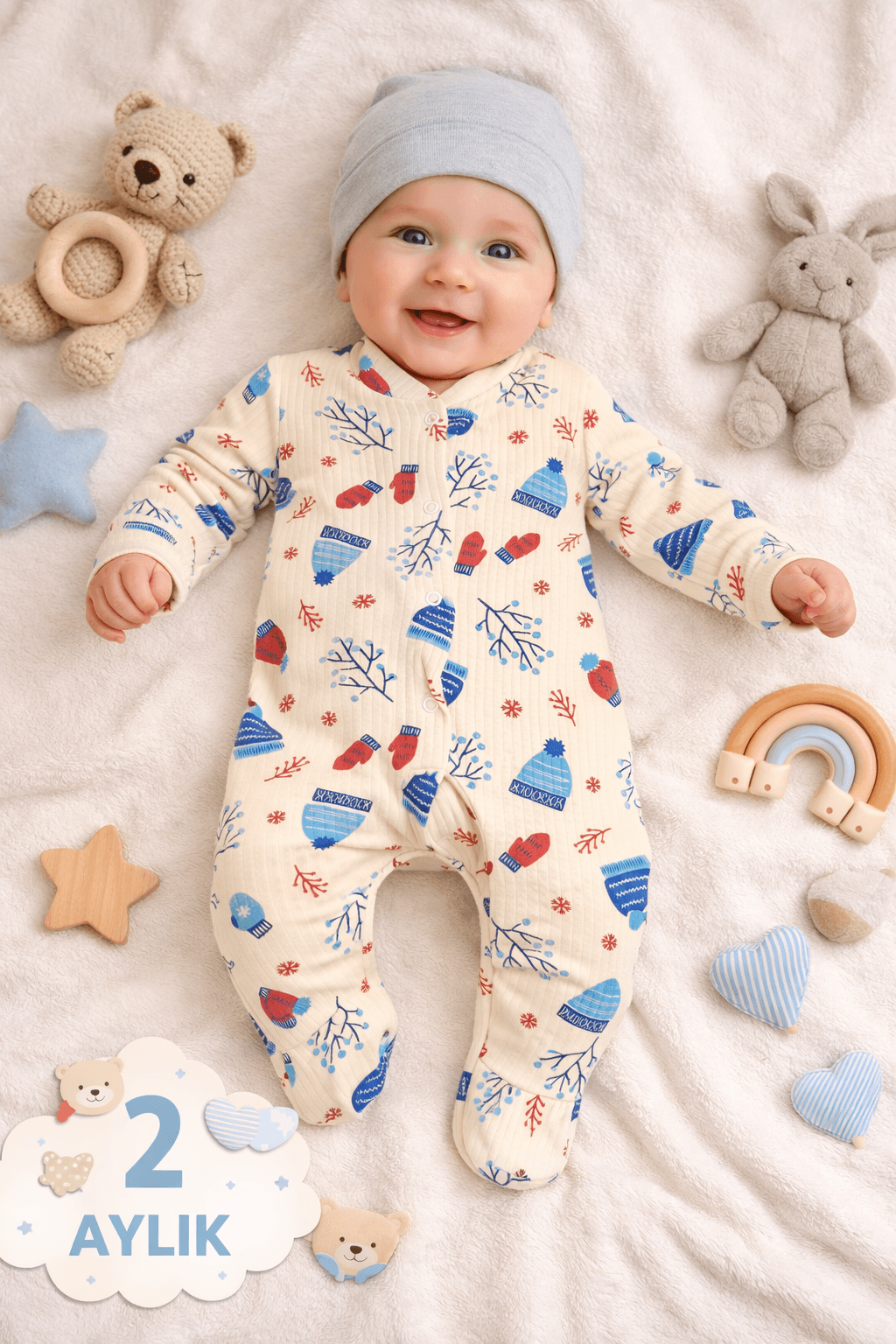 Desenli Bebek Tulumu &Fitili Kumaş