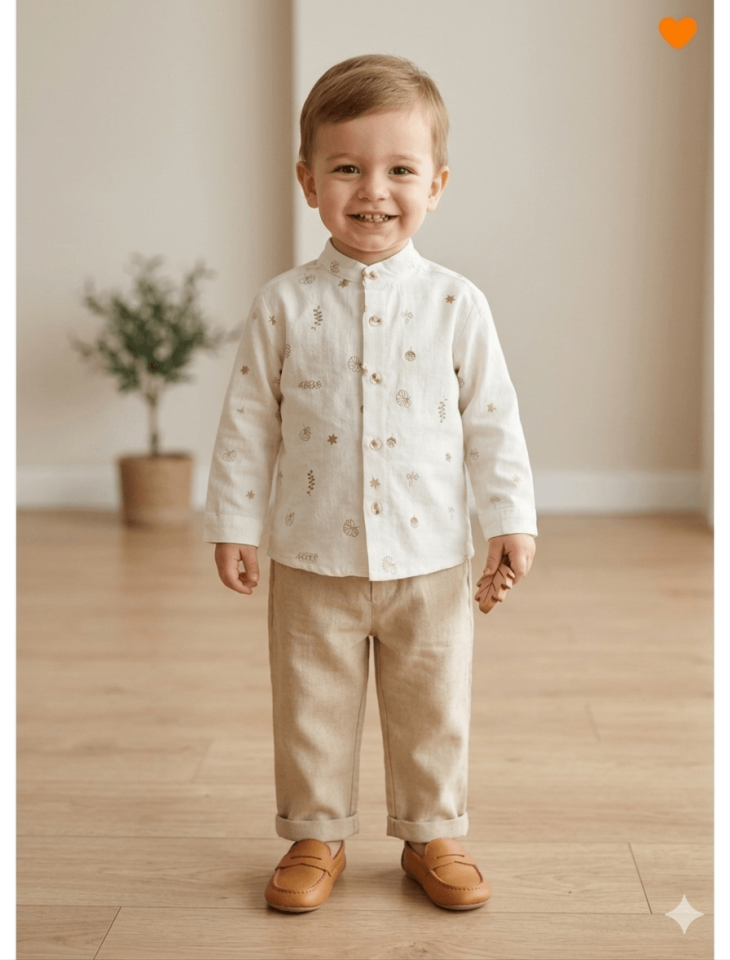 Comfort Şile Bezi Gömlek Pantolon Seti & Erkek Bebek Gömlek Pantolon Takımı