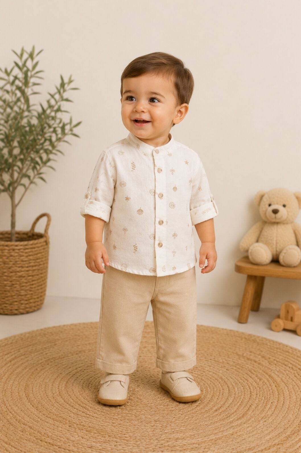 Comfort Şile Bezi Gömlek Pantolon Seti & Erkek Bebek Gömlek Pantolon Takımı